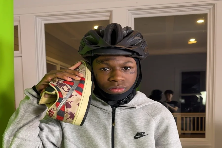 Teenage streamer Rakai, known as 2xrakai, speaking to his live chat while streaming