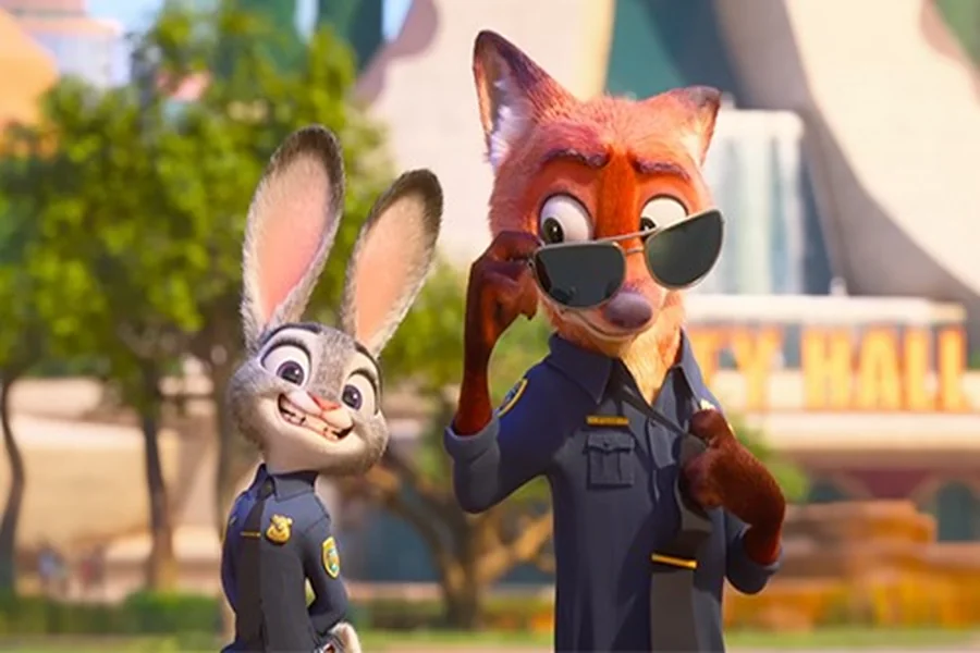 Collage of classic and modern Disney and Pixar character pairs symbolizing teamwork, humor, and friendship